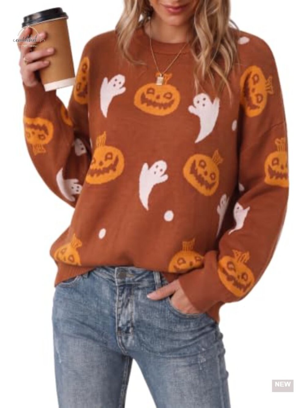 Wool Blend Oversized Crewneck Sweater Halloween Pullover Fall